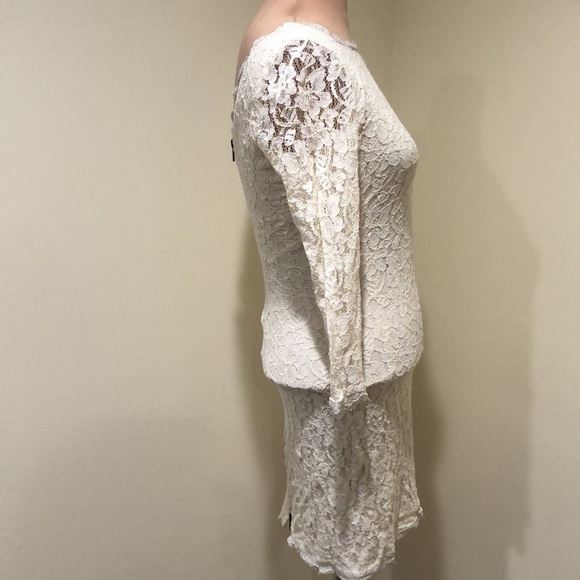 Diane Von Furstenberg Zarita Dress Size 6 Cream Floral Lace Bodycon Mini - Picture 4 of 11